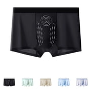 Mens Ice Silk Mesh Boxer Briefs Leak Proof Cooling Underwear Ultra Thin Breathable Seamless Snug Fit Moisture Wicking Pouch Support Summer,L,Black