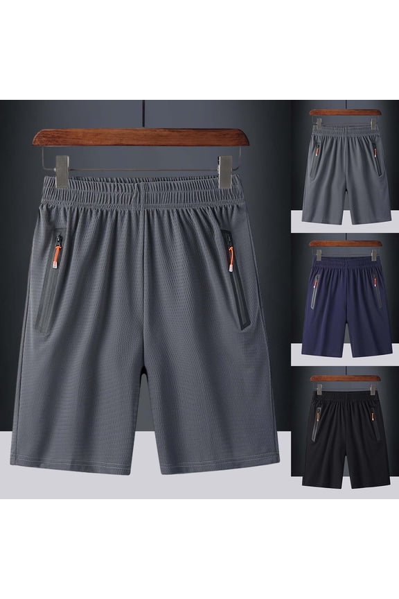 Mens Ice Silk Mesh Shorts Loose Fit Big and Tall Breathable Air Conditioner 5 Inch Summer Short Pants Grey L