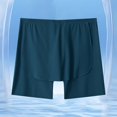 thumbnail image 1 of Mens Ice Silk Skirt Pants Briefs Lengthened Roll Side Opening Underwear Shorts Breathable Lightweight BottomsNavyM, 1 of 3