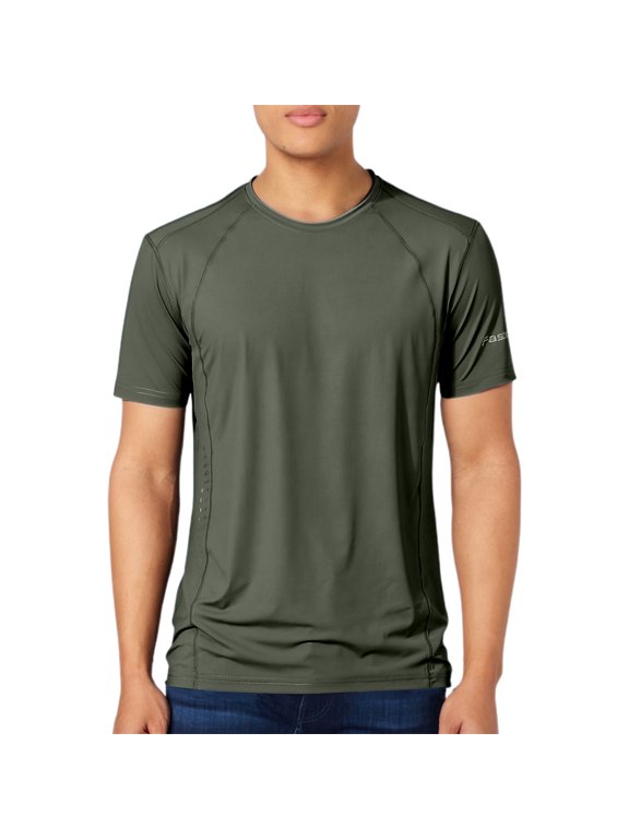 Mens Ice Silk T Shirt Summer Quick Dry Performance Tee Plus Size Elastic Crewneck Short Sleeve Solid Top Gym Training Sportswear L