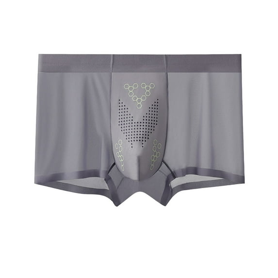 Mens Ice Silk Trunk Underwear Breathable Mesh Pouch Solid Color Lightweight Summer Boxer Briefs Comfortable Stretch Underpants