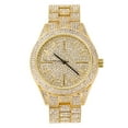 thumbnail image 1 of Mens Iced Out 42mm Diamond Watch with Simulated Diamonds and Bling Dial - Bling-ed Out Fully Adjustable Metal Band - Quartz Movement - 14k Gold Tone Finish, 1 of 6