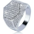 thumbnail image 1 of Mens Iced Out CZ Hexagon Bling Pinky Ring 18k gold Plated Hip Hop Ring for Men, 1 of 6