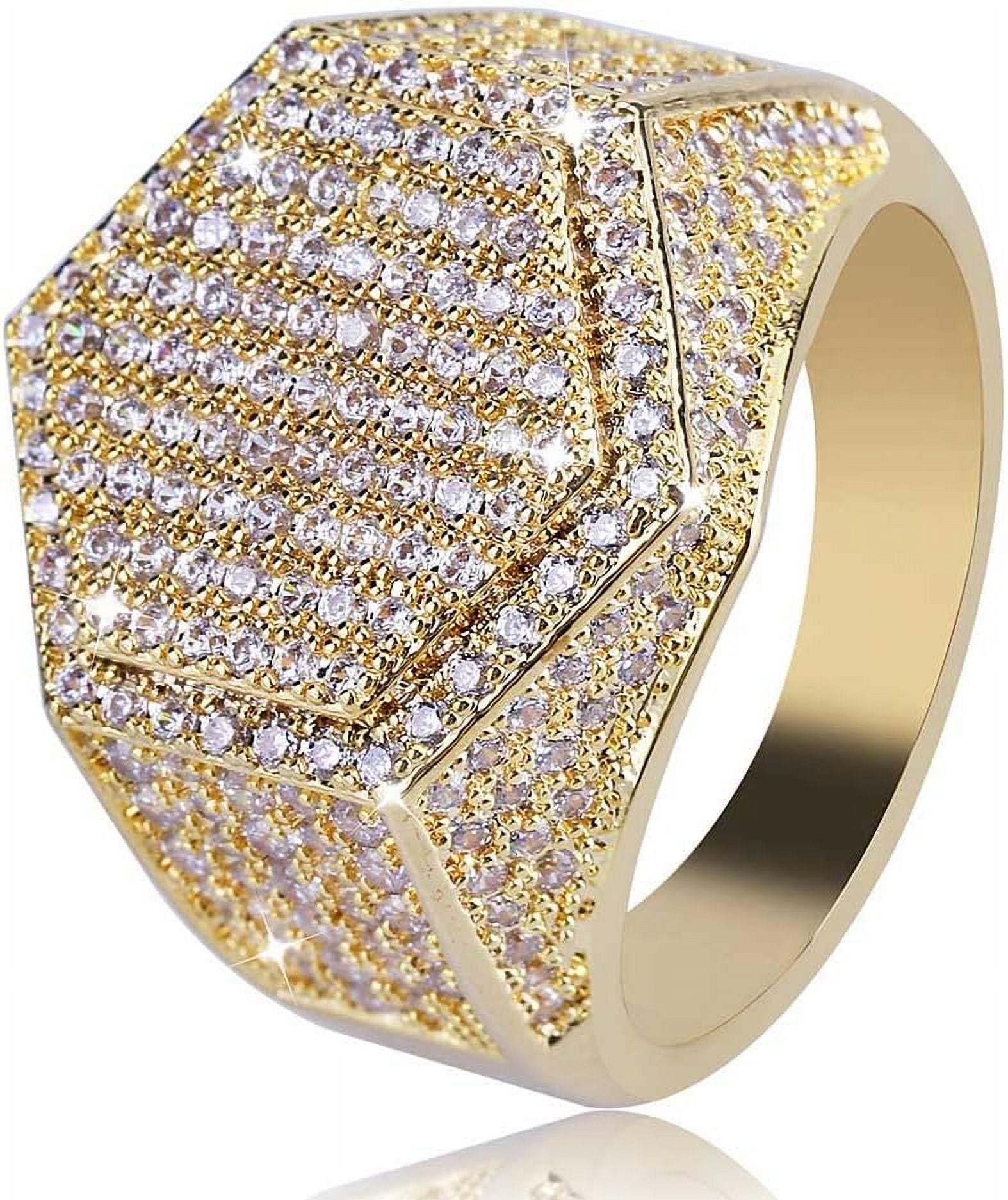 Men's 18 Kt Gold Plated Dress Ring Dice with CZ 071 (10