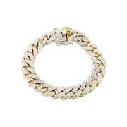 FROST NYC Mens Iced Out Diamond Miami Cuban Link Bracelet 10K/14K Yellow Gold