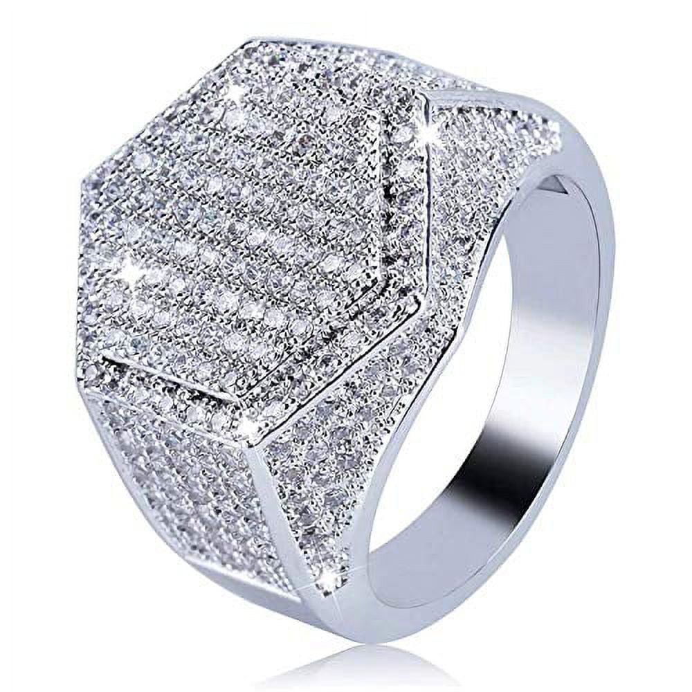 Iced Out Diamond Hip Hop Mens Pave Diamond Ring in Gold and Silver - Fashionable Bling Jewelry (295C)