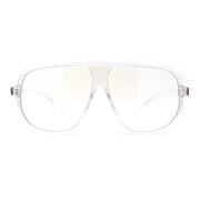 Mens Iconic Shield Racer Flat Top Mobster Plastic Sunglasses Clear