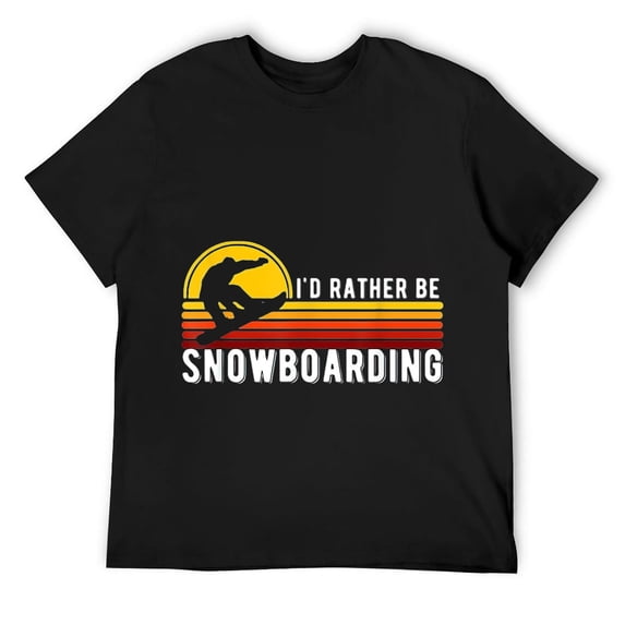 Mens Id Rather Be Snowboarding Retro Vintage Snowboard T-Shirt Black