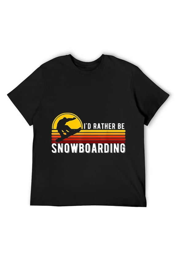 Mens Id Rather Be Snowboarding Retro Vintage Snowboard T-Shirt Black
