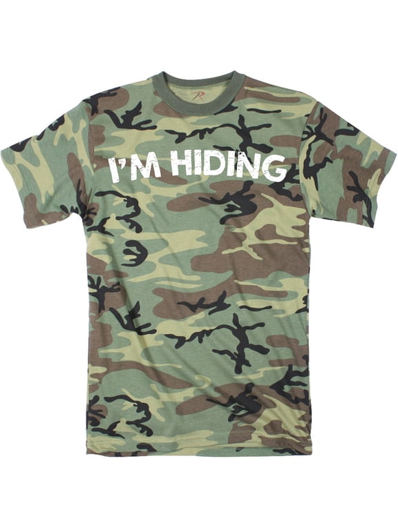 Mens Im Hiding Camo T Shirt Funny Sarcastic Military Hunting Novelty Dad Joke Graphic Tees