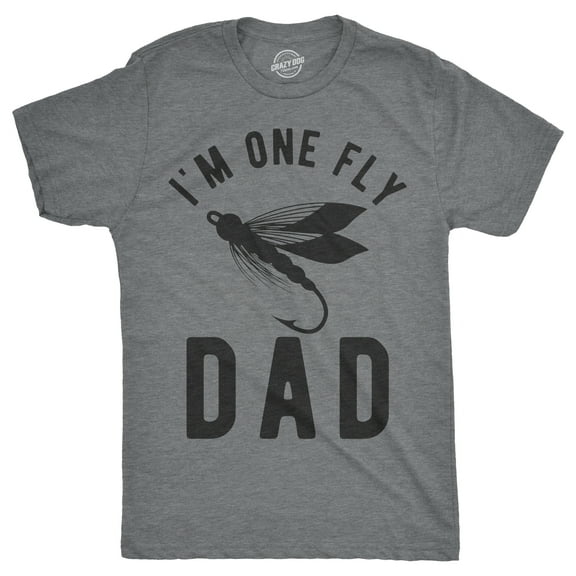 Mens Im One Fly Dad T Shirt Funny Fishing Fathers Day Tee for Guys Graphic Tees
