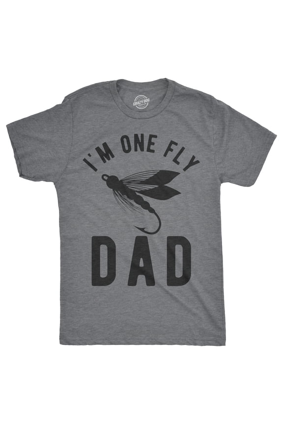 Mens Im One Fly Dad T Shirt Funny Fishing Fathers Day Tee for Guys Graphic Tees