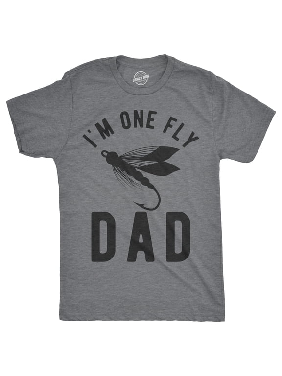 Mens Im One Fly Dad T Shirt Funny Fishing Fathers Day Tee for Guys Graphic Tees