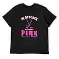 thumbnail image 1 of Mens In October We Wear Pink Breast Cancer Awareness ice Hockey T-Shirt Black Large, 1 of 5