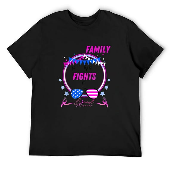 Mens In This Family No One Fight Alone Breast Cancer Awareness T Shirts Black Medium
