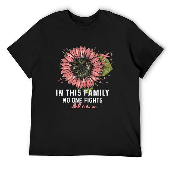 Mens In This Family No One Fights Alone TShirt Breast Cancer Sweatshirt Black Small