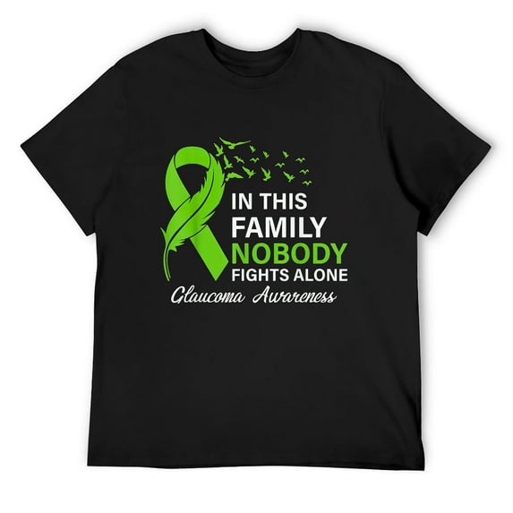 Mens In This Family Nobody Fights Alone Glaucoma Awareness 2024 T-Shirt Black Small