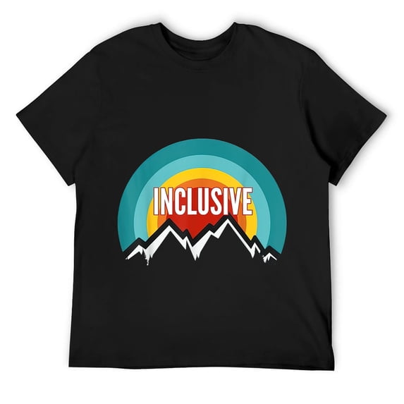Mens Inclusive, Vintage Retro Sunset Design T-Shirt Black