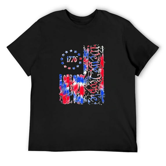 Mens Independence Day American Flag Patriotic 1776 We The Tie Dye T-Shirt Black Small