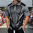thumbnail image 1 of Mens Independence Day American Flag Patriotic Polo Shirts Short Sleeve Polo Shirts for Men Graphic Stretch Casual American Patriotic Raglan Golf Polos(Grey,XL), 1 of 3
