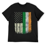 Mens Indian American Design India USA Gift Flag Pride Vintage T-Shirt Black