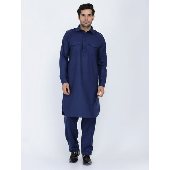 Mens Indian Pakistani Bollywood Designer Cotton Linen Pathani Suit Salwar Set