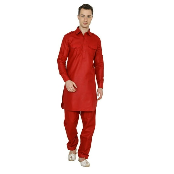 Mens Indian Pakistani Bollywood Designer Cotton Linen Pathani Suit Salwar Set