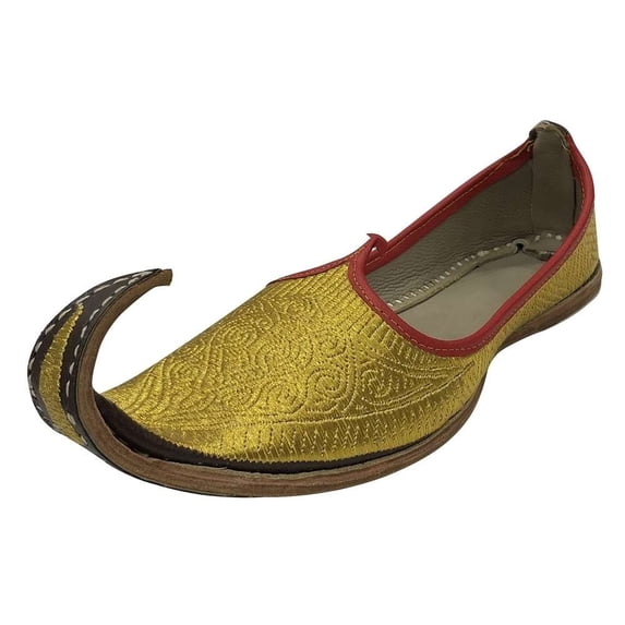 Mens Indian Shoes Handmade Gold Designer Loafers Shoes Punjabi Jutti Gift For Her