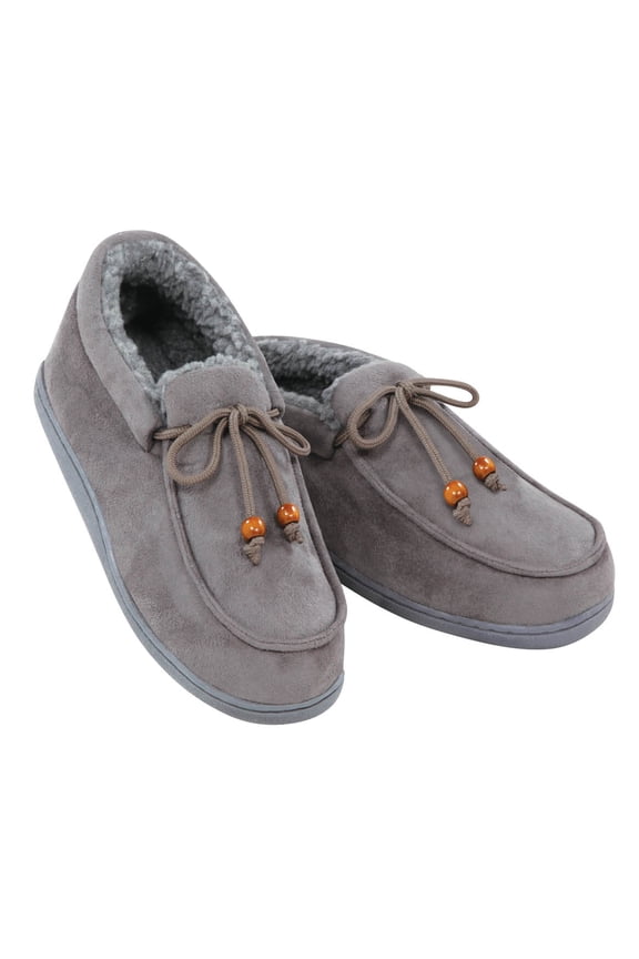 Mens Indoor/Outdoor Memory Foam Moccasins, Gray, Small