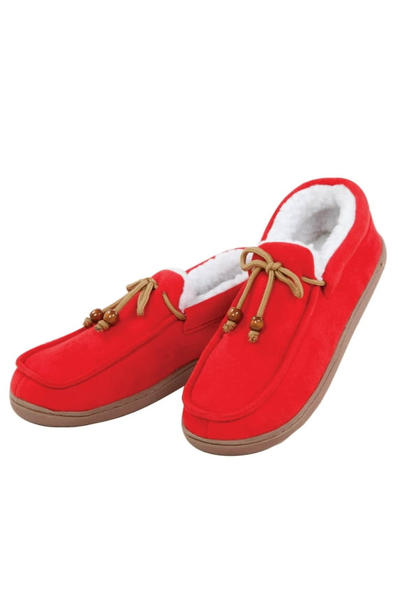 Mens Indoor/Outdoor Memory Foam Moccasins, Red, XL