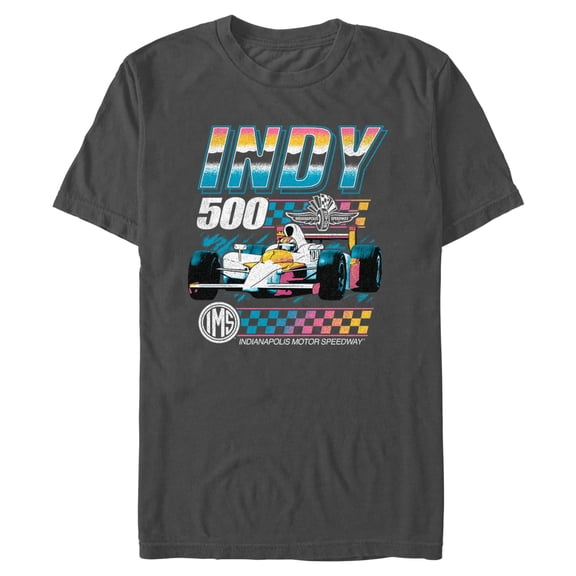 Mens Indy 500 Chrome Retro Race Car T Shirt