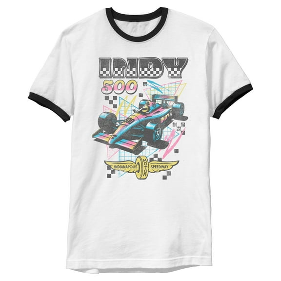 Mens Indy 500 Colorful Racing Car Logo T Shirt