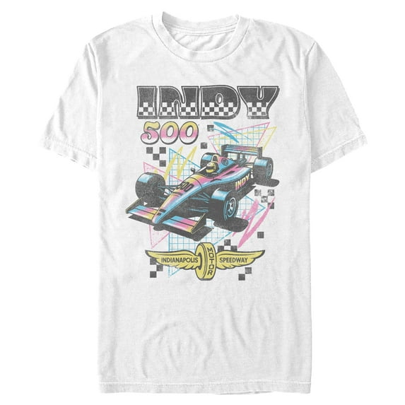 Mens Indy 500 Colorful Racing Car Logo T Shirt