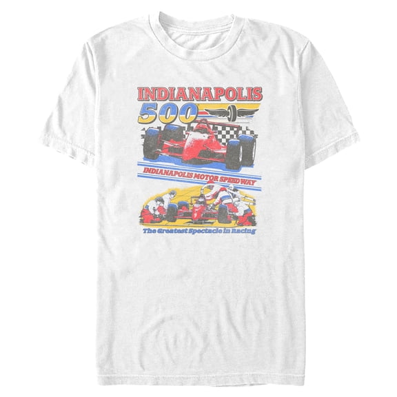 Mens Indy 500 Red and Blue Greatest Spectacle Slogan T Shirt