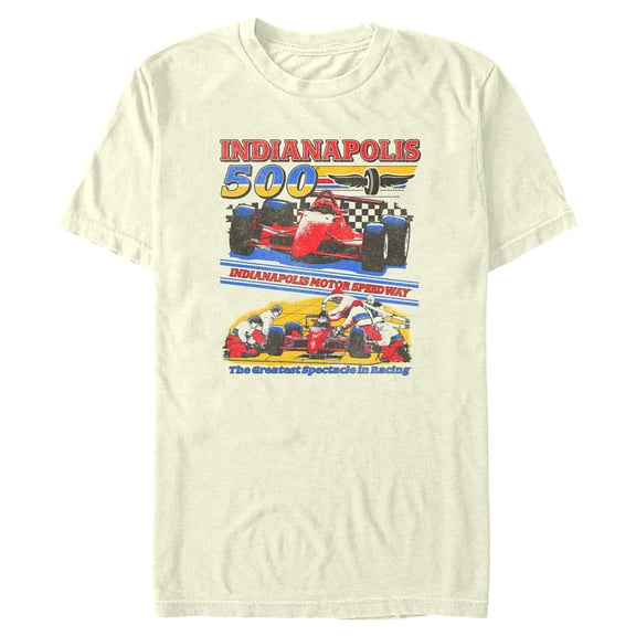 Mens Indy 500 Red and Blue Greatest Spectacle Slogan T Shirt
