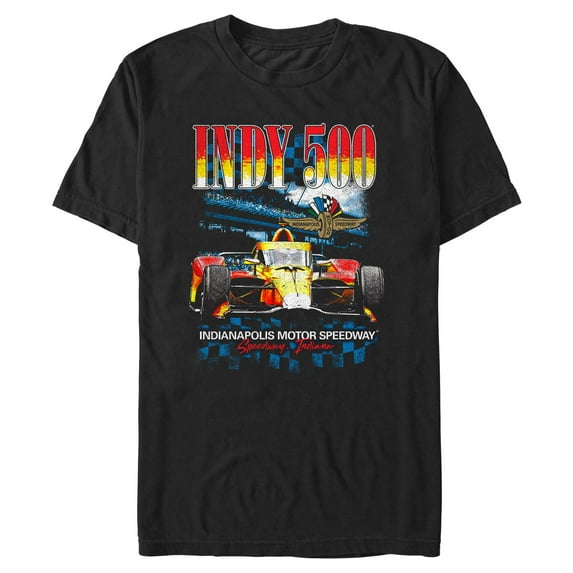 Mens Indy 500 Red and Yellow Classic Racing Car T Shirt