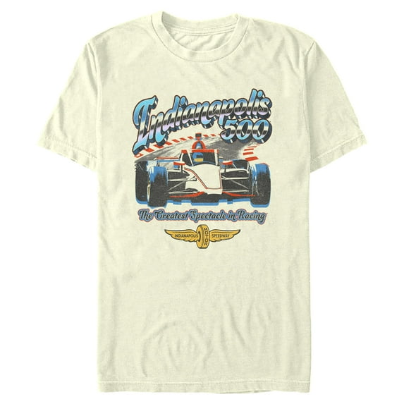 Mens Indy 500 The Greatest Spectacle in Racing Chrome Logo T Shirt