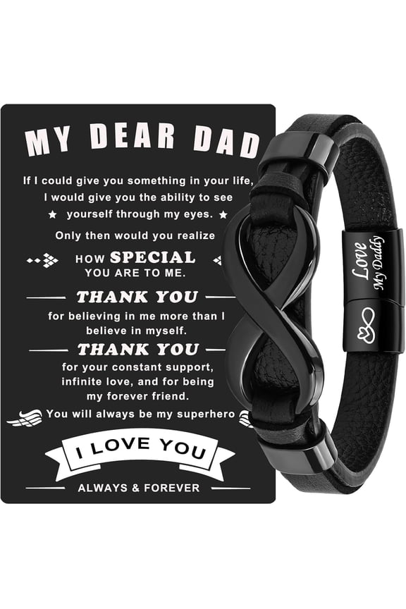 Mens Infinity Knot Bracelet, Christmas Gift for Him To My Man/Son/Dad Leather Bracelet I Love You Mens Bracelet Mens Gift Boyfriend Husband Couple