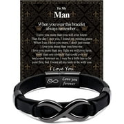 Mens Infinity Knot Bracelet, Valentines Day Gift for Him to My Man Leather Bracelet I Love You Mens Bracelet Mens Birthday Gift Boyfriend Husband Couple