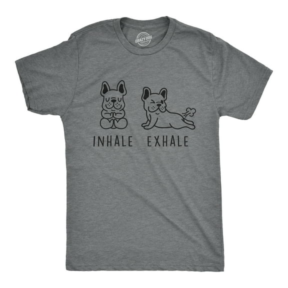Mens Inhale Exhale French Bulldog T Shirt Funny Farting Yoga Puppy Lover Dog Tee Graphic Tees