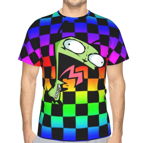 Mens Invader Zim 3d Print T-Shirt Crewneck Short Sleeve Tee Shirt
