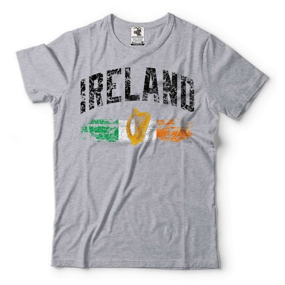 Mens Ireland Shirt Irish Patriotic Shirt Ireland National Flag Tee Ireland St Patrick's Day Shirt (XX-Large Grey)
