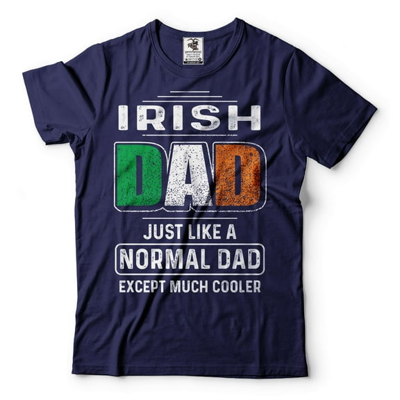 Mens Irish Dad T-shirt St Patricks Day Shirt For Dad Irish Patriotic Gifts Ireland Flag Tee (3X-Large Navy Blue)