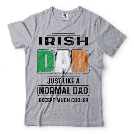 Mens Irish Dad T-shirt St Patricks Day Shirt For Dad Irish Patriotic Gifts Ireland Flag Tee (Large Grey)