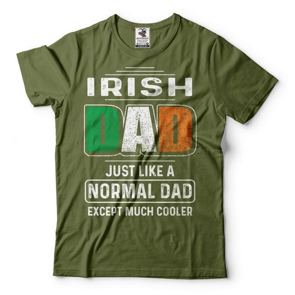 Mens Irish Dad T-shirt St Patricks Day Shirt For Dad Irish Patriotic Gifts Ireland Flag Tee (XX-Large Military Green)