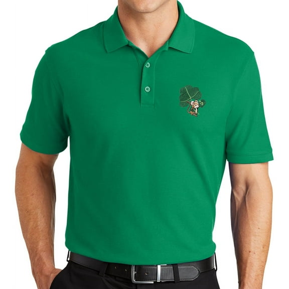 Mens' Irish Mouse Patch Polo Shirt, Medium Bright Kelly Green
