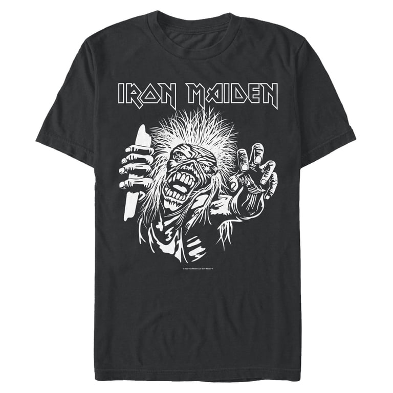 Mens Iron Maiden Black and White Eddie T Shirt - Walmart.com