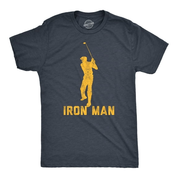 Mens Iron Man T Shirt Funny Fathers Day Golf Clubs Sarcastic Fathers Day Novelty Tee Graphic Tees