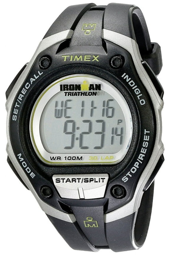 Mens Ironman Traditional 30-Lap Resin Case and Black Strap Grey Dial Black Watch - T5K412
