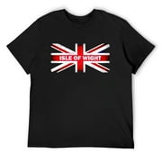 Mens Isle Of Wight County England Uk British Flag Short Sleeve T-Shirt Black 2X-Large